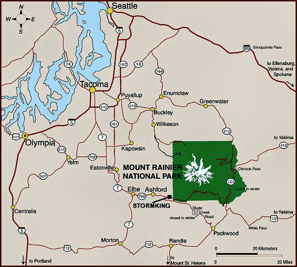 Map to Stormking Spa at Mt Rainier