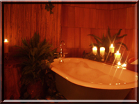 Enjoy a therapeutic bath in an antique claw foot tub at Stormking Spa Mt Rainier. womens spa packages