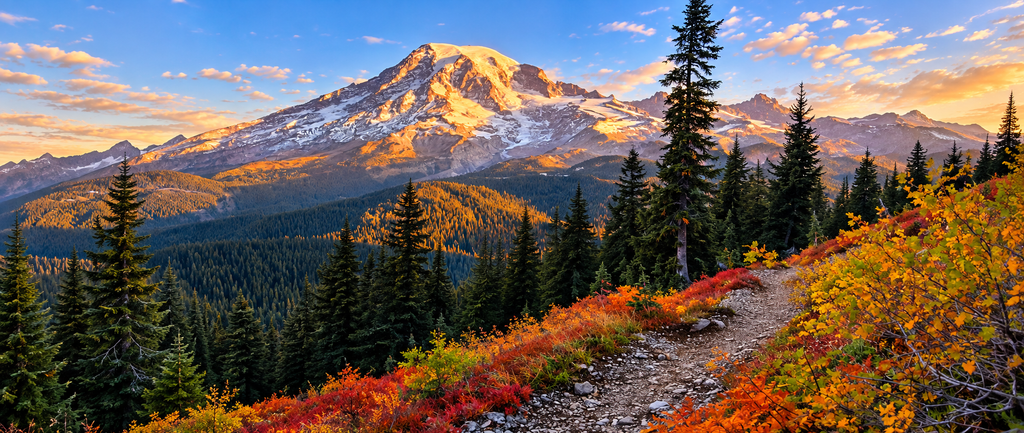 Fall colors at Mount Rainier National Park in Washington